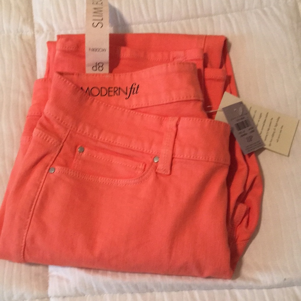 Slim leg pants. Coral in color!!!